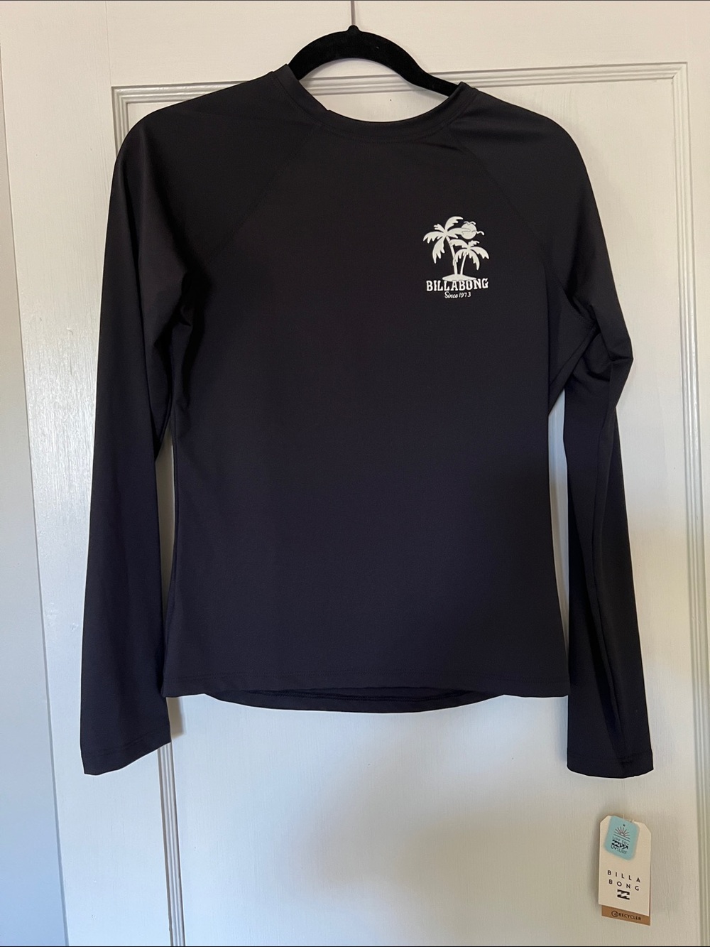 Billabong Black Long-Sleeve Rashguard with White Palm Logo